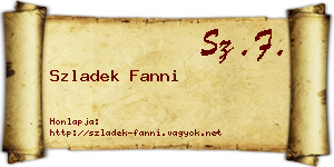 Szladek Fanni névjegykártya